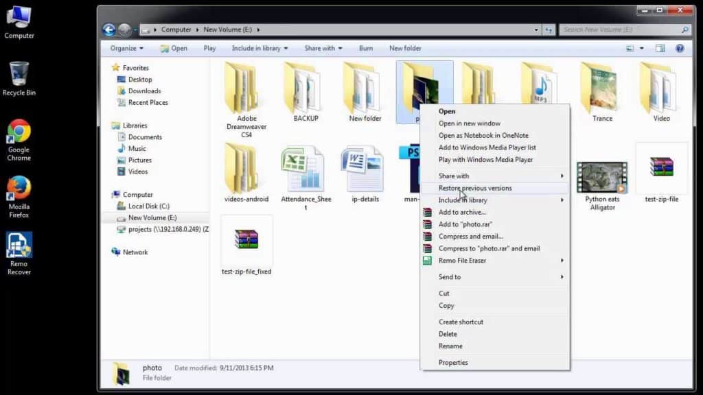  Recover deleted files via Recycle bin.